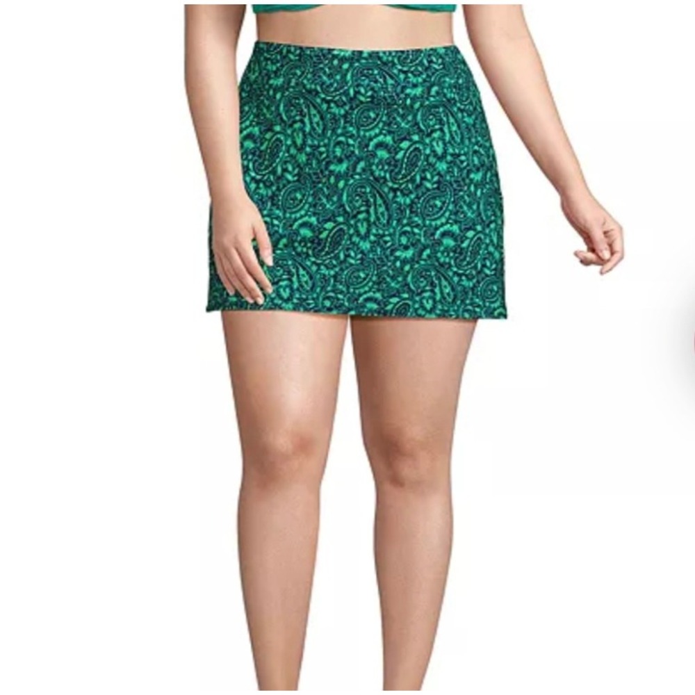 Lands End Womens Green Paisley Swim Skirt‎ with Size 6